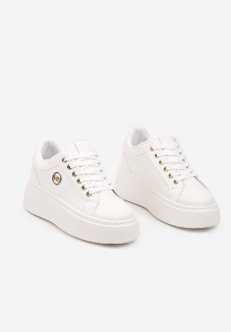 Sneakers Albi pe Platformă Uniformă cu Aplicație Discretă Tavea 5