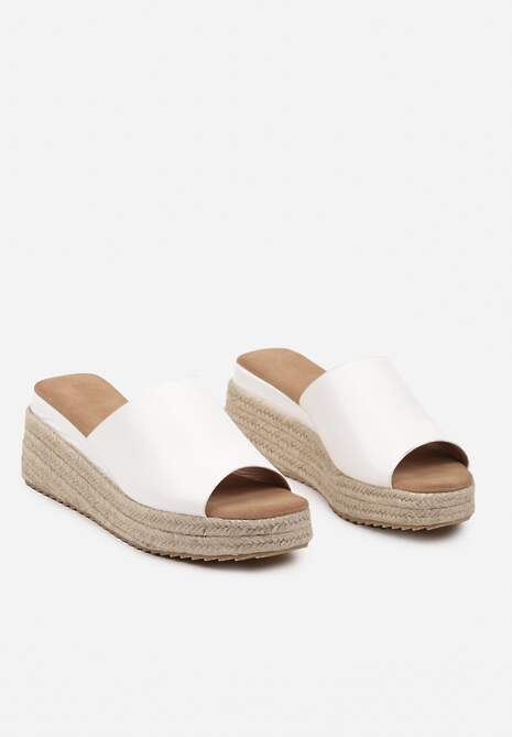 Șlapi Casual Albi pe Platformă în Stil Boho Krissta 5