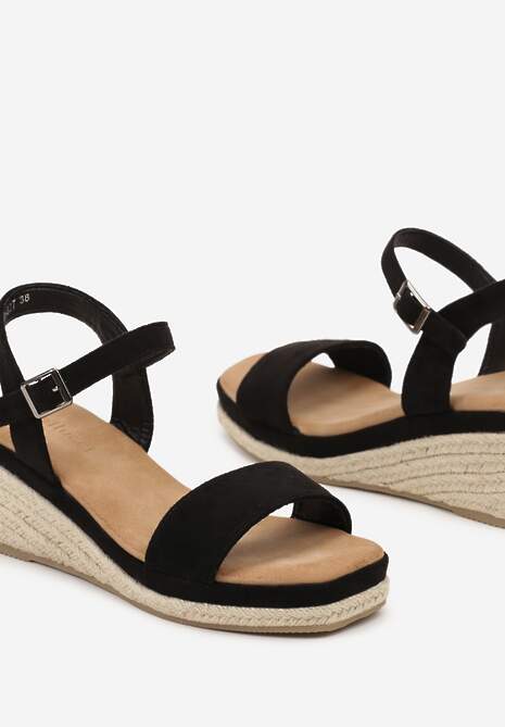 Sandale Casual Negre cu Platformă Împletită Testina 6