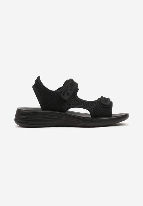 Sandale Sport Negre cu Talpă Joasă cu Velcro Împodobite cu Perforare Tesianne 4