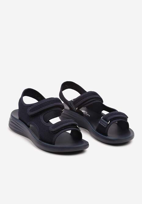 Sandale Sport Bleumarin cu Talpă Joasă cu Velcro Ornamente Perforate Tesianne 5