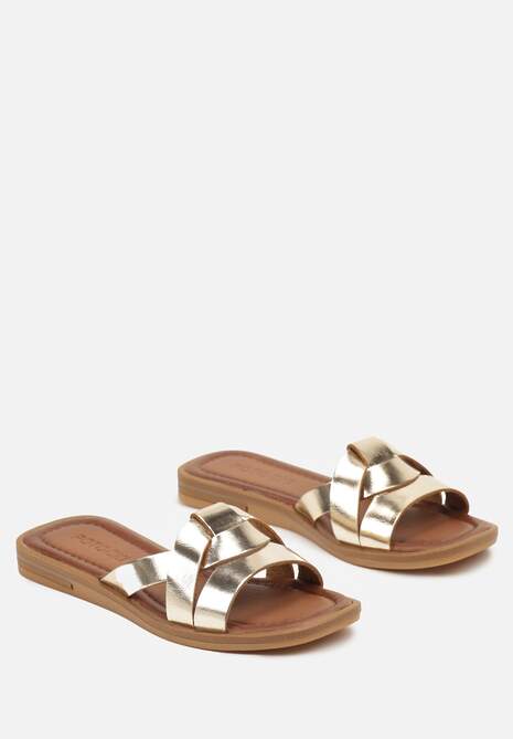 Sandale Aurii Casual Piele Plate cu Barete Decorative Dimittria 5