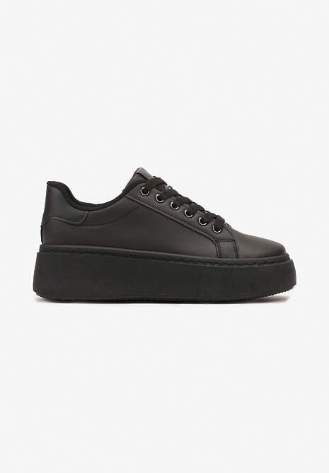 Czarne Basicowe Sneakersy na Platformie Tiaeliana 4