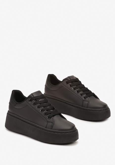 Czarne Basicowe Sneakersy na Platformie Tiaeliana 5