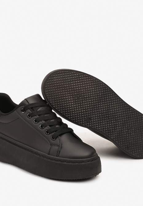 Czarne Basicowe Sneakersy na Platformie Tiaeliana 6