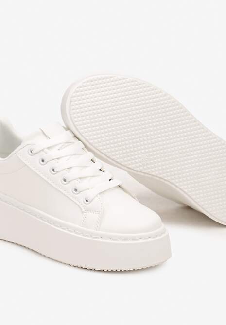 Biało-Beżowe Basicowe Sneakersy na Platformie Tiaeliana 6