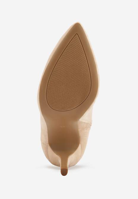 Beżowe Botki Vices na Szpilce z Wycięciem z Boku Elliora 7