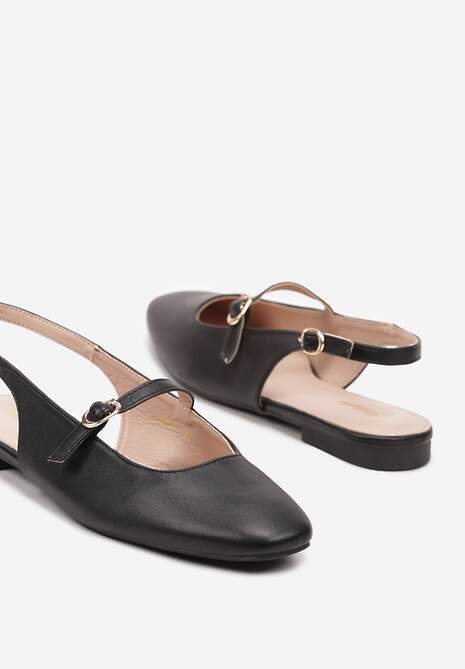 Sandale Negre din Imitatie de Piele cu Talpa Joasa si Doua Barete Darnalea 6