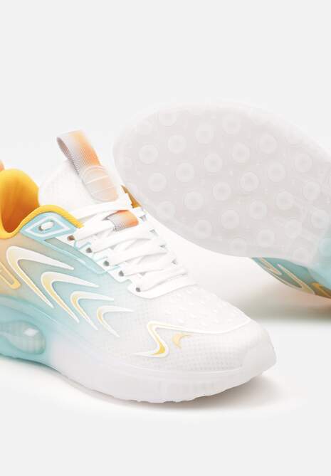 Biało-Pomarańczowe Buty Sportowe Sneakersy na Płaskiej Podeszwie ze Sznurowaniem Risannie 6