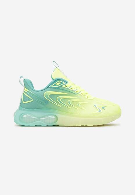 Żółto-Zielone Buty Sportowe Sneakersy na Płaskiej Podeszwie ze Sznurowaniem Risannie 4