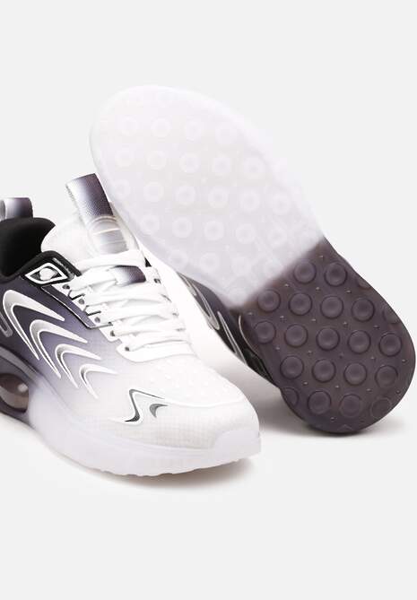 Biało-Czarne Buty Sportowe Sneakersy na Płaskiej Podeszwie ze Sznurowaniem Risannie 6