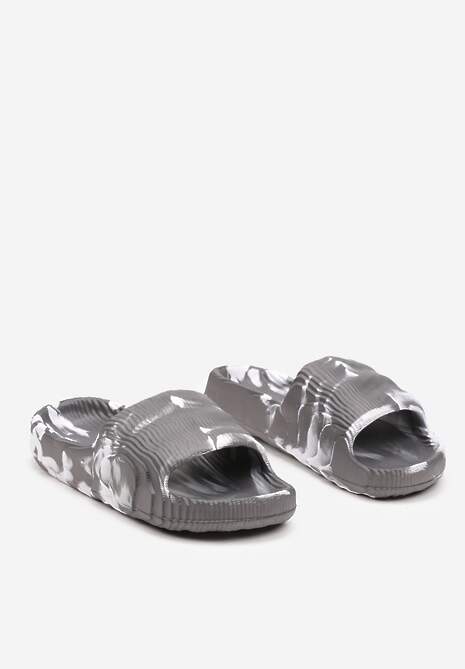 Papuci Gri-Alb Tie-Dye pe Talpă Plată din Spumă Tessane 5