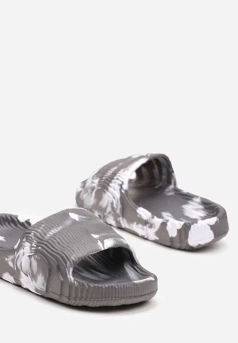 Papuci Gri-Alb Tie-Dye pe Talpă Plată din Spumă Tessane 6