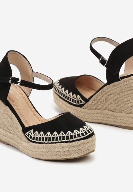 Sandale Espadrile Negre cu Platformă din Iută Missarae 6