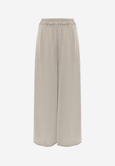 Bej Pantaloni Largi din Vascoză cu Talie Înaltă Rissalene 6