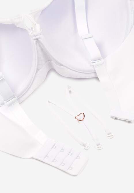 Sutien dantelă alb cu cupe complete și bretele reglabile Nestalily 6