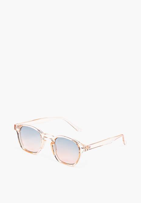 Biało-Różowe Okulary Przeciwsłoneczne o Zaokrąglonym Kształcie z Filtrem UV Dimttra