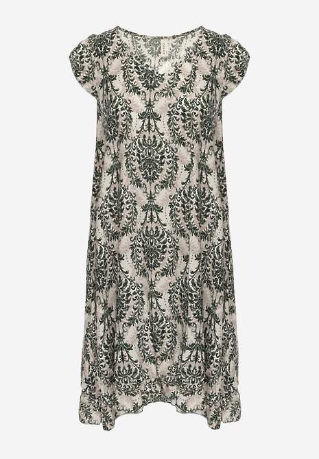 Rochie Boho Verde-Bej din Bumbac cu Bretele și Volane Testalaya 6