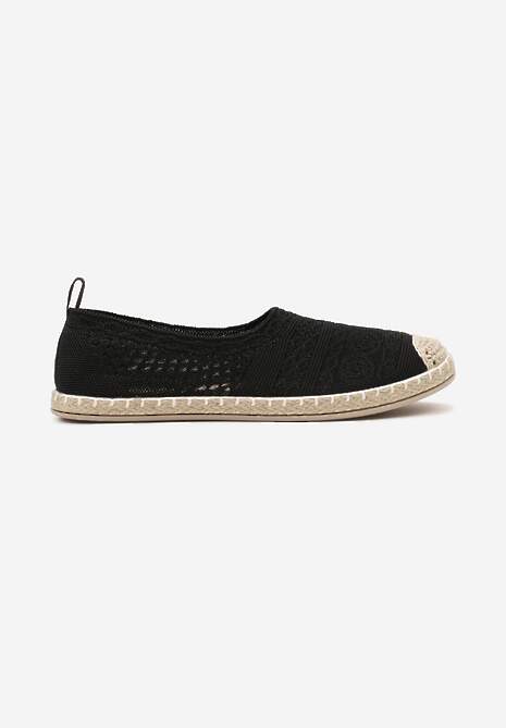 Czarne Espadryle na Płaskiej Podeszwie w Stylu Boho Dimzela 4
