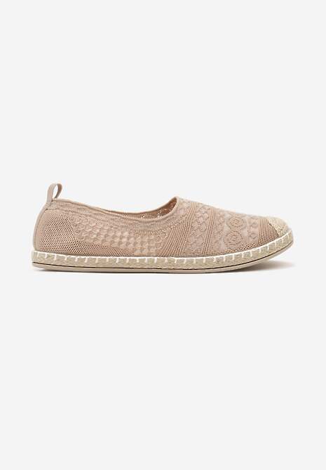Beżowe Espadryle na Płaskiej Podeszwie w Stylu Boho Dimzela 4