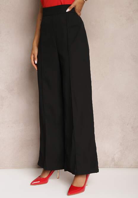 Pantaloni largi negri stil costum talie înaltă Rissetto 4