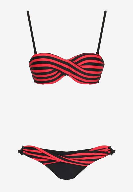 Bikini Roșu din 2 Piese Sutien cu Push-Up Chilot Tanga cu Șnur Joadia 5