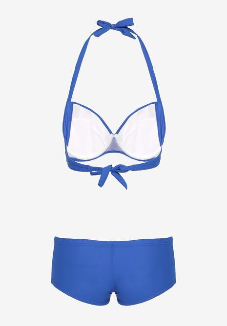 Bikini Albastru cu Cupe Buretate și Volane Juleviana 6