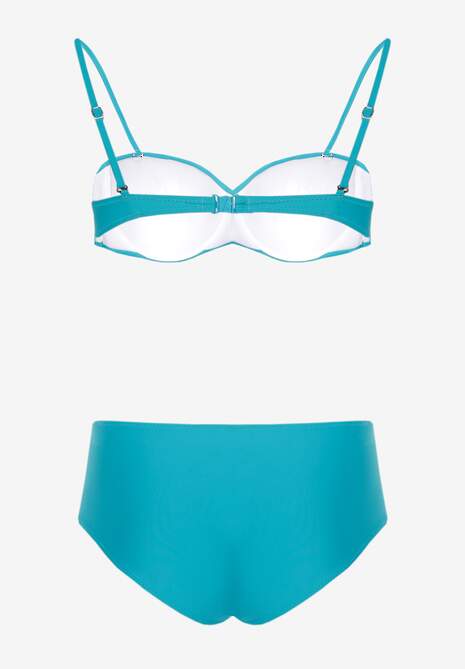 Costum de baie albastru cu sutien push-up și slip model brazilian Henatia 6