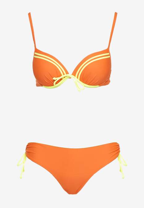 Bikini Portocaliu cu Fundă și Sutien Push-Up Cleviana 5