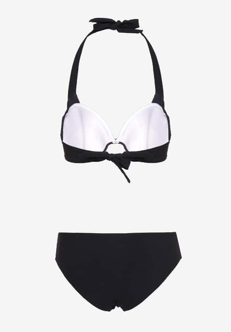 Negru Bikini Sutien Legat pe Gât Clasic Slip Hamefia 6