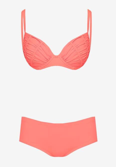 Bikini roz cu Cupe Buretate și Chilot Model Clasic Furefia 5