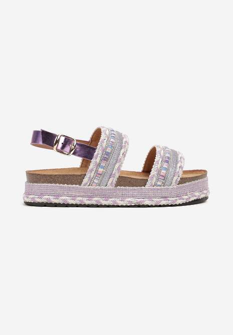 Sandale Boho Violet pe Talpă Joasă cu Cataramă Ascetta 4
