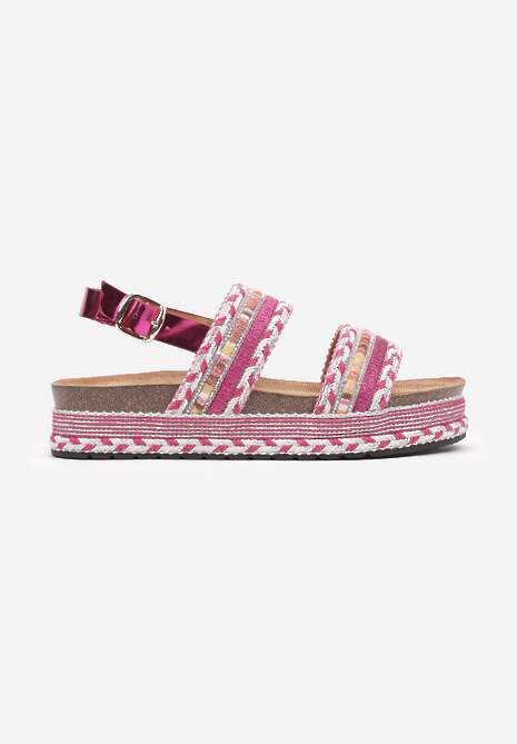 Sandale Boho Fucsia cu Talpă Joasă și Cataramă Ascetta 4