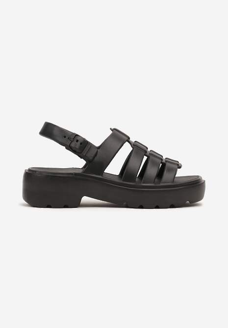 Sandale Negre cu Platformă din Spumă cu Barete Ornamentale Dimiah 4