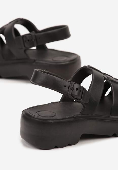 Sandale Negre cu Platformă din Spumă cu Barete Ornamentale Dimiah 6