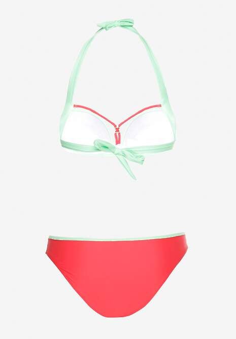 Bikini Roșu Sutien Legat pe Gât cu Decolteu Ornat Slip Tip Chilot Vikisian 6