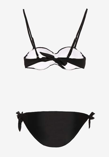 Bikini Alb-Negru din 2 Piese Sutien cu Push-Up Chilot Tanga cu Șnur Joadia 6