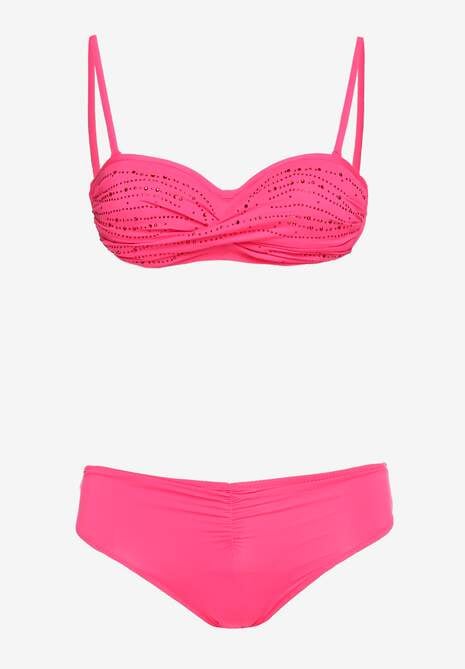 Bikini Roz cu 2 Piese Sutien cu Paiete Slip Clasic Oreviana 5