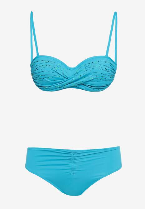 Albastru 2-Piese Bikini Sutien Decorat Paiete Chilot Figi Oreviana 5