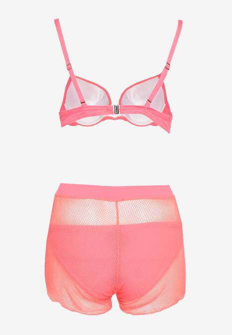 Bikini Roz Set Sutien Push-Up Chiloți Scurți Plasă Viktori 6