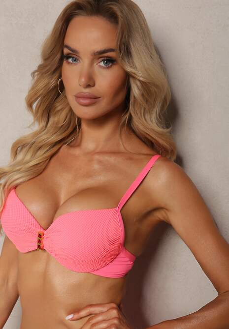 Bikini Roz Set Sutien Push-Up Chiloți Scurți Plasă Viktori 4