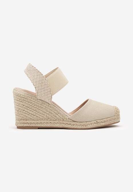 Sandale bej Espadrile pe platformă împletită Batulia 4
