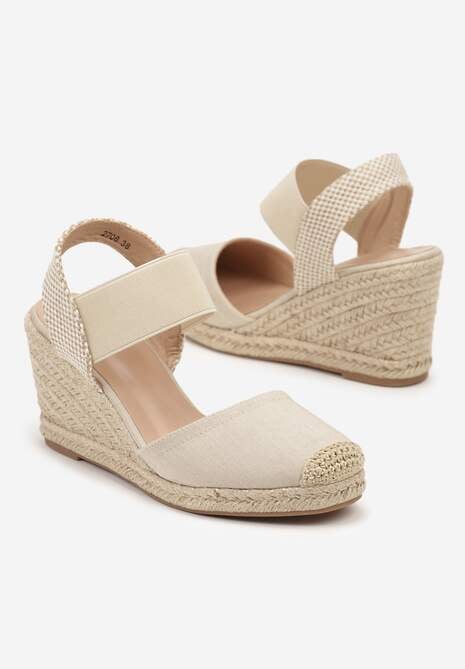 Sandale bej Espadrile pe platformă împletită Batulia 5