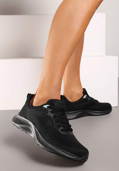 Czarne Sneakersy Buty Sportowe Sznurowane z Efektem Ombre Vikillael
