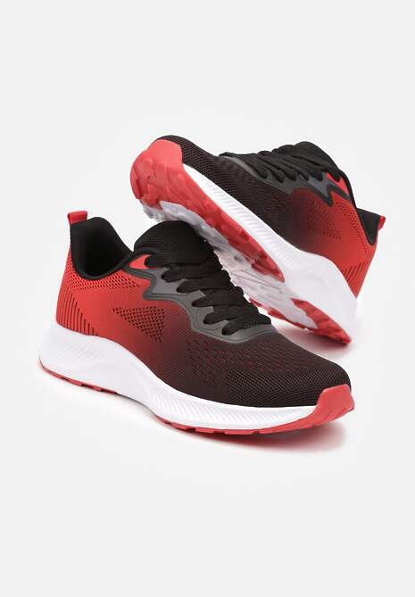 Czarno-Czerwone Sneakersy Buty Sportowe Sznurowane z Efektem Ombre Vikillael 5