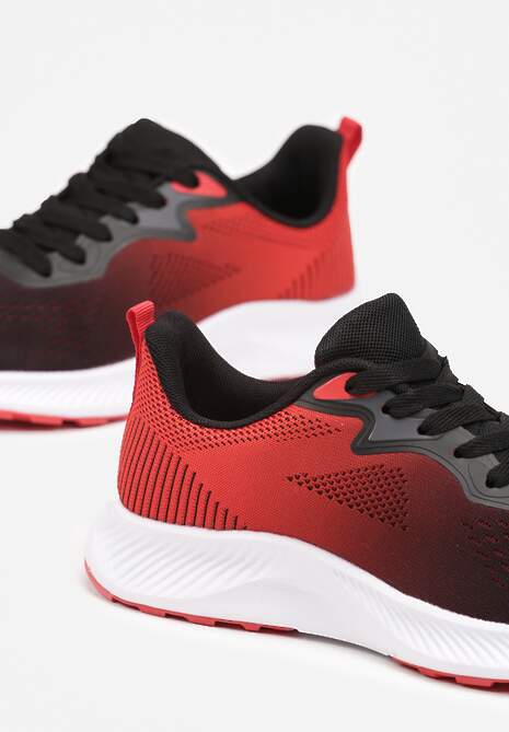Czarno-Czerwone Sneakersy Buty Sportowe Sznurowane z Efektem Ombre Vikillael 6