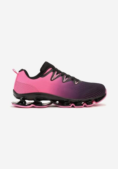 Czarno-Fuksjowe Sznurowane Buty Sportowe z Efektem Ombre na Grubej Podeszwie Vikisema 4