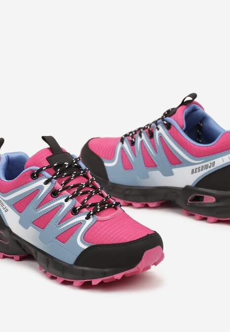 Niebiesko-Fuksjowe Buty Sportowe Sneakersy Sznurowane na Tłoczonej Podeszwie Tinasinna 6