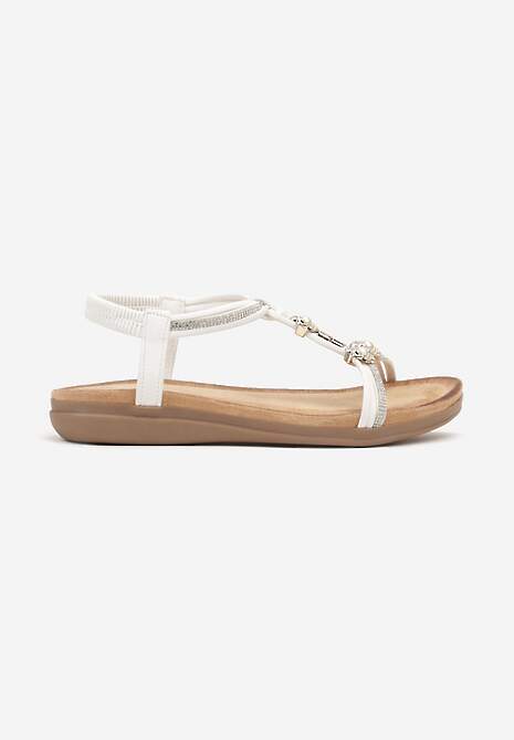 Sandale Albe Slip-On cu Mărgele și Strasuri Decorative Hiramla 4