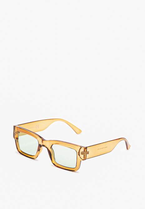 Beżowe Okulary Przeciwsłoneczne Wykończone Grubymi Oprawkami z Filtrem UV Elledelime